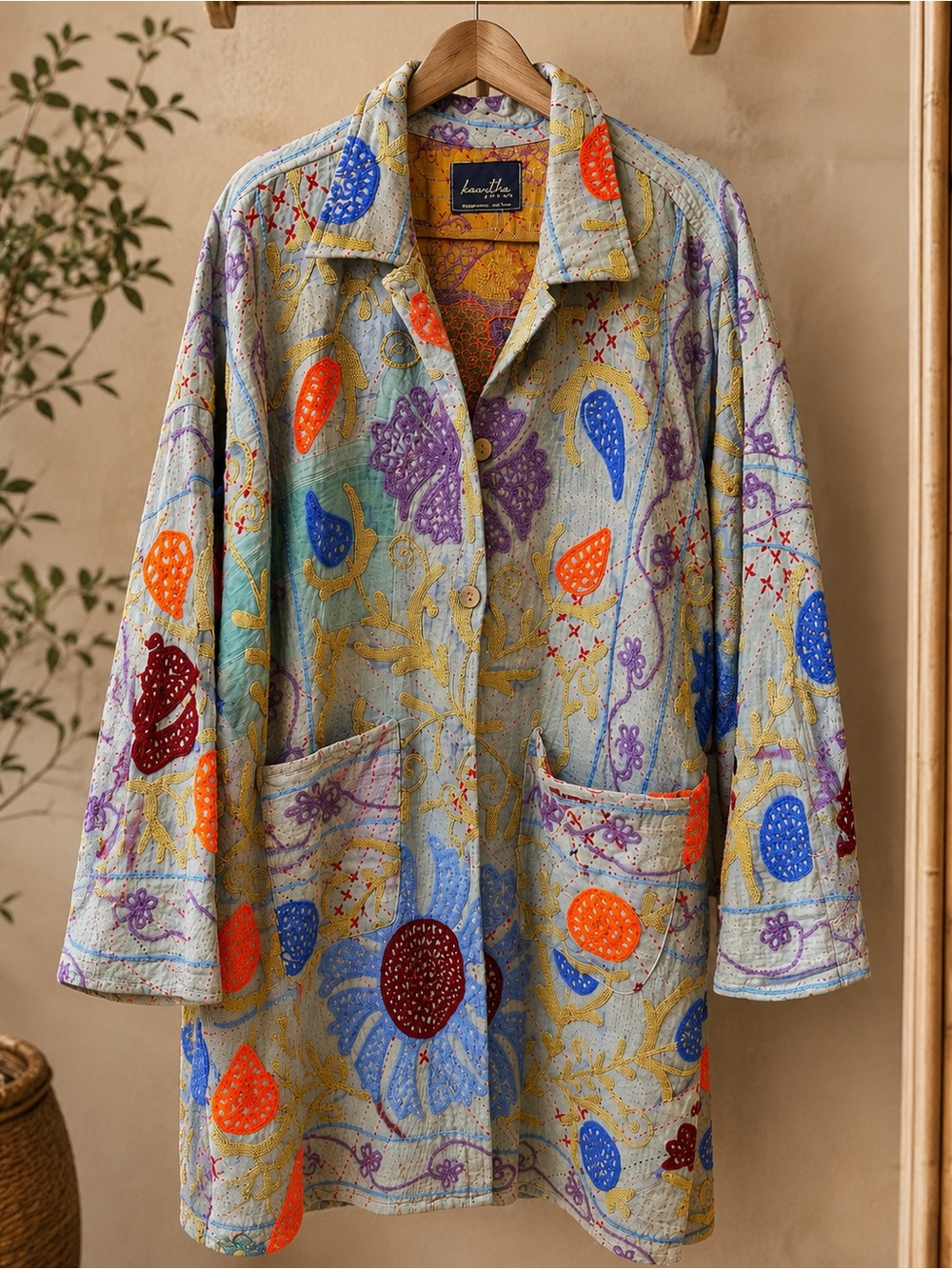 Vintage Kantha Embroidered Jacket – One of a Kind🌟